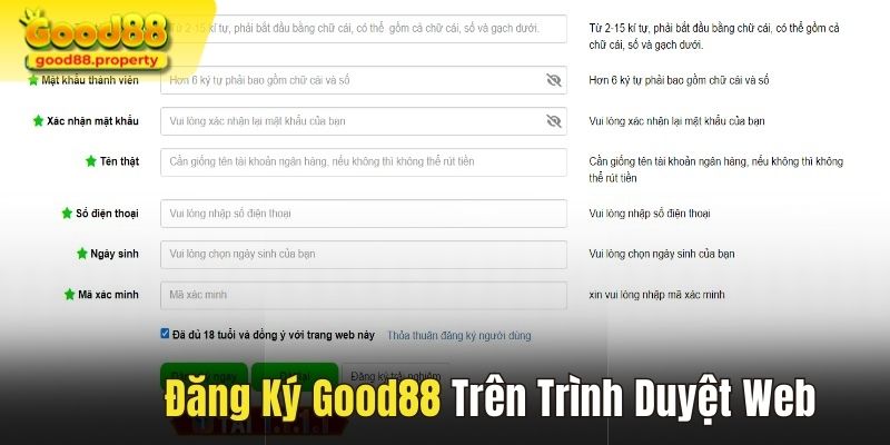 Đăng ký Good88 trên trình duyệt web